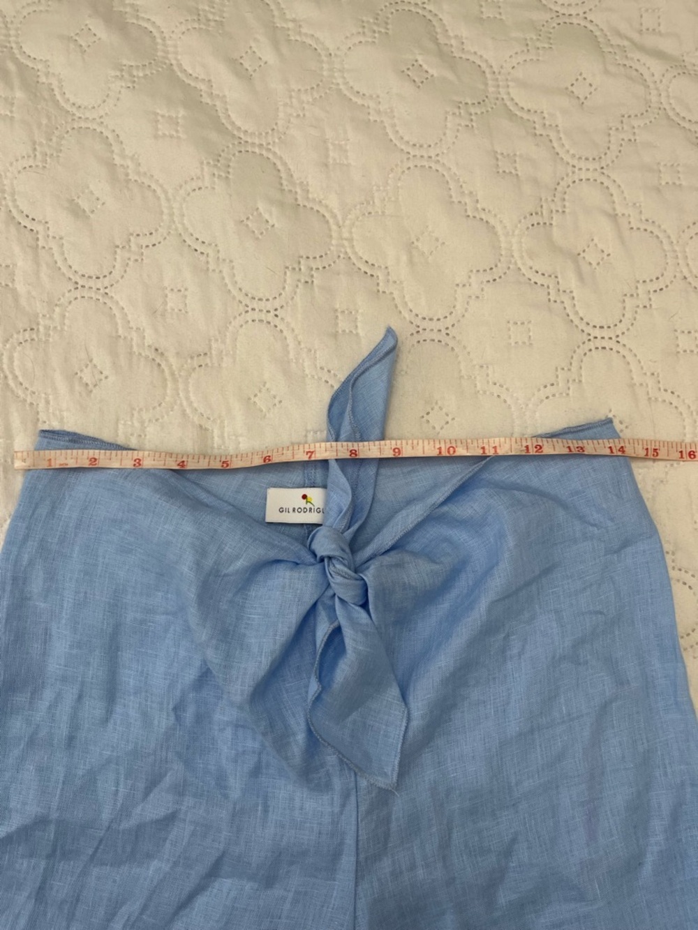 Gil Rodriguez Blue 100% Linen Wide Leg Pants Tie Waist Size XS - Picture 5 of 17